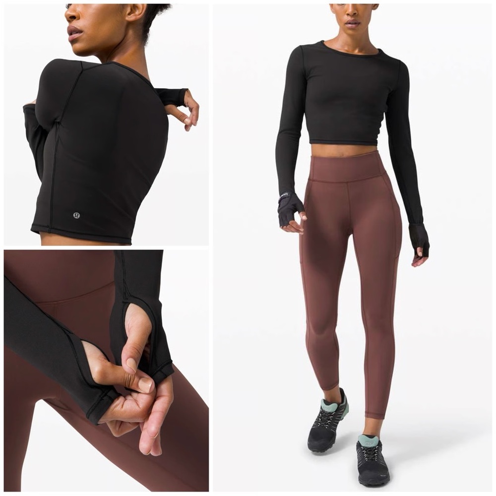 Lululemon Athletica Black Wunder Train Cropped Long Sleeve NWT 2